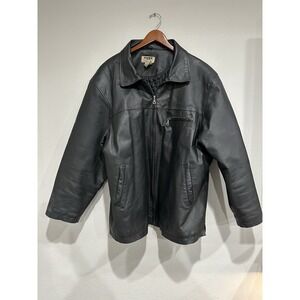 Duke Haband Vintage Black Leather Jacket‎ Size 2X